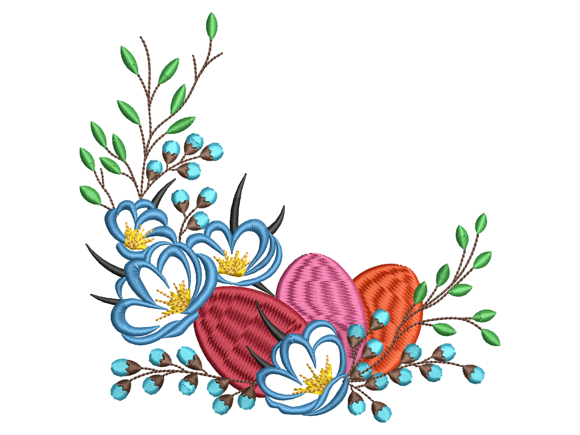 Easter Eggs Floral Embroidery
