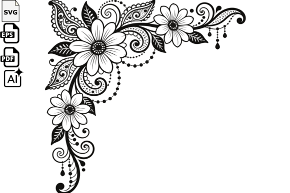 Floral Corner Border Mandala SVG