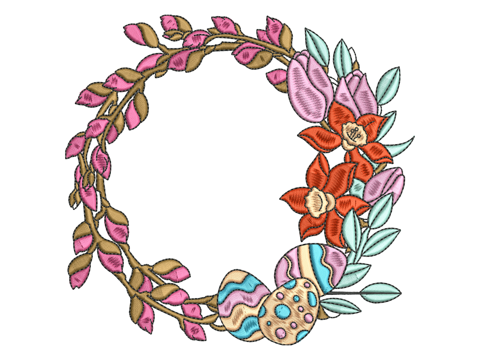 Floral Easter Egg Spring Wreath