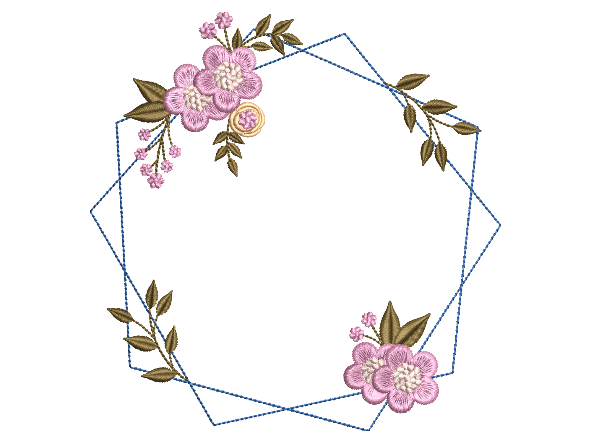 Geometric Pink Flower Wreath