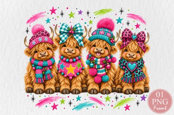 Highland Cow Christmas PNG