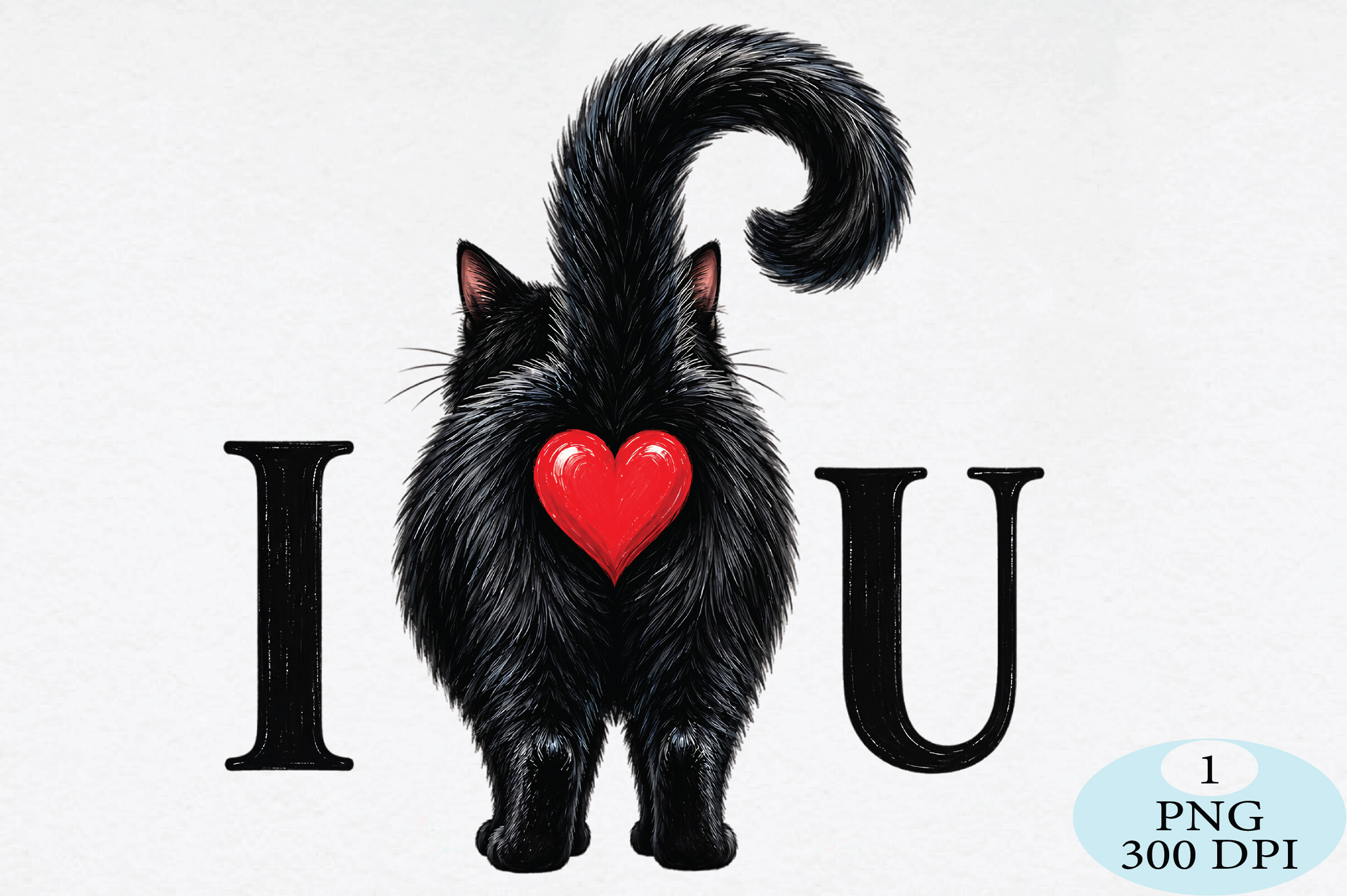I Love You Black Cat PNG