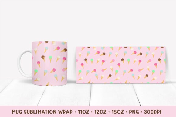 Ice Cream Mug Sublimation Design Cute Graphics