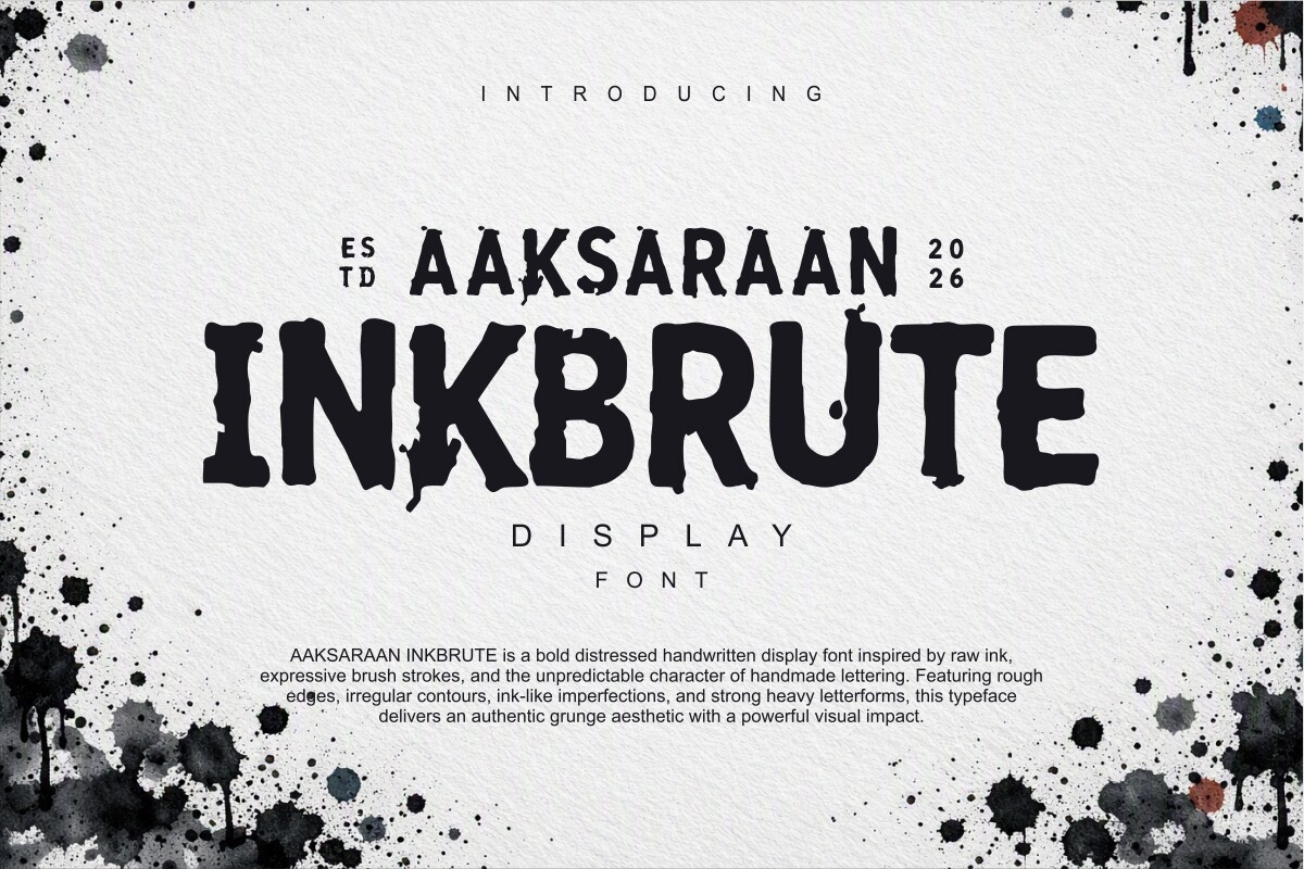 Inkbrute preview: rough ink-based brutal grunge type