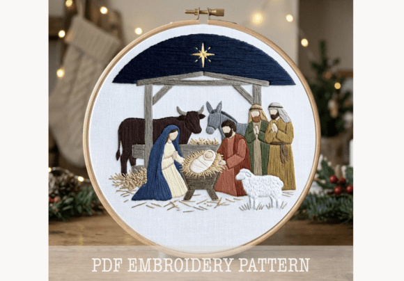 Manger Hand Embroidery PDF Pattern