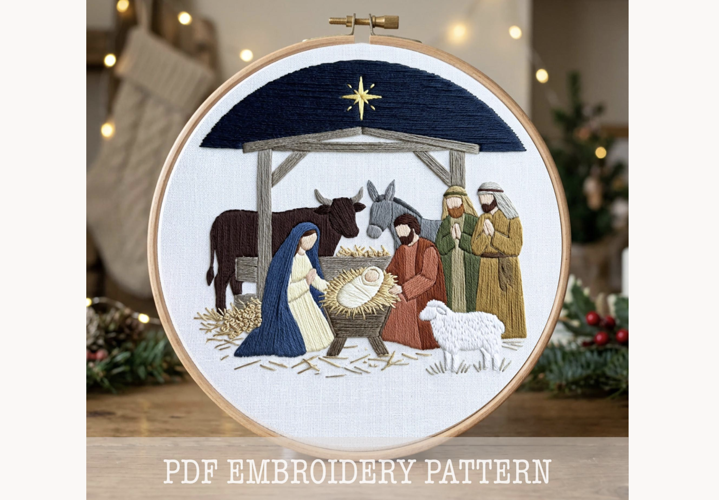 Manger Hand Embroidery PDF Pattern