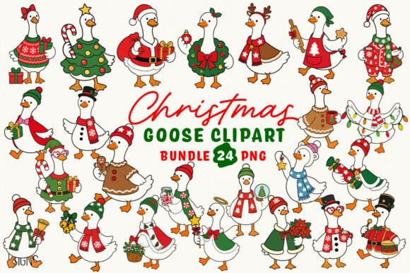 Merry Christmas Cute Goose Bundle PNG