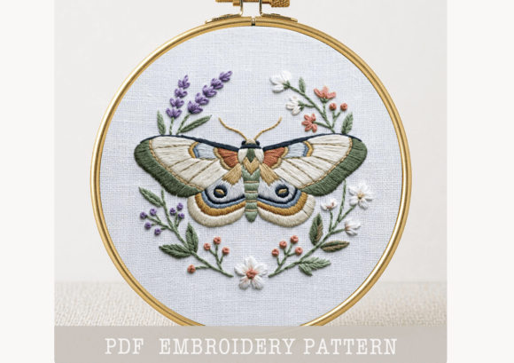 Moth Hand Embroidery PDF Pattern