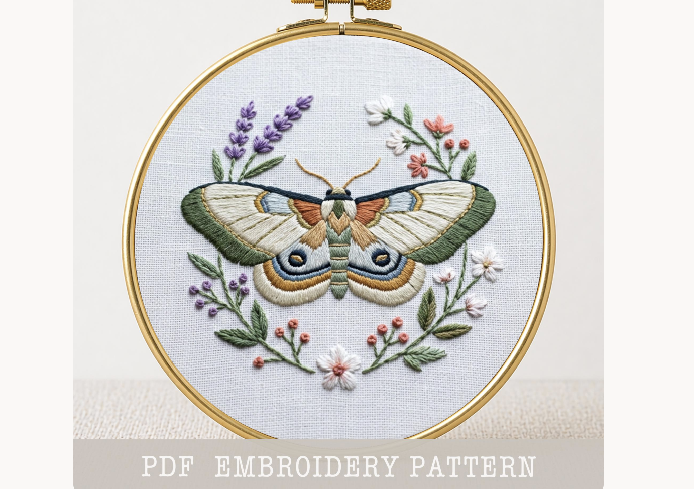 Moth Hand Embroidery PDF Pattern