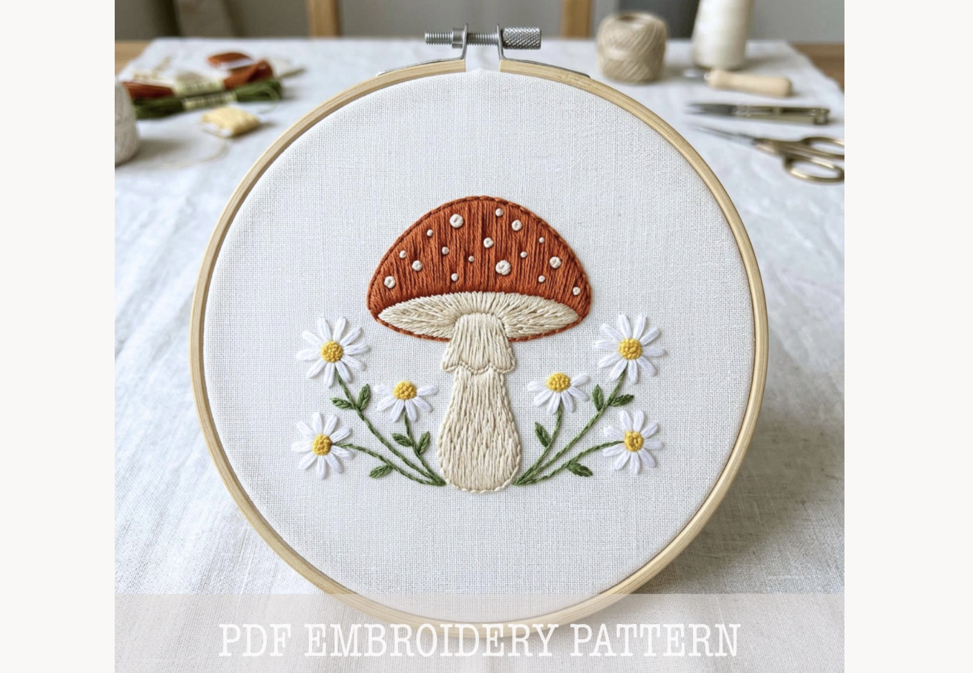 Mushroom Hand Embroidery PDF Pattern