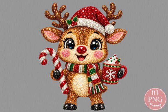 Rhinestone Christmas Reindeer PNG