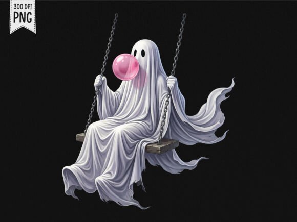 Spooky Halloween Ghost Bubble PNG