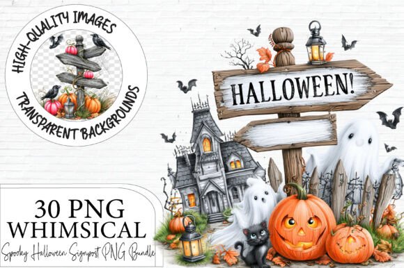 Spooky Halloween Signpost PNG Clipart