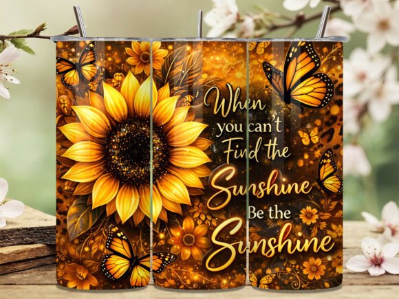 Sunflower Butterfly 20oz Tumbler Wrap