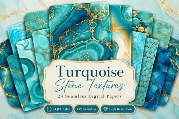 Turquoise Stone Textures Digital Paper