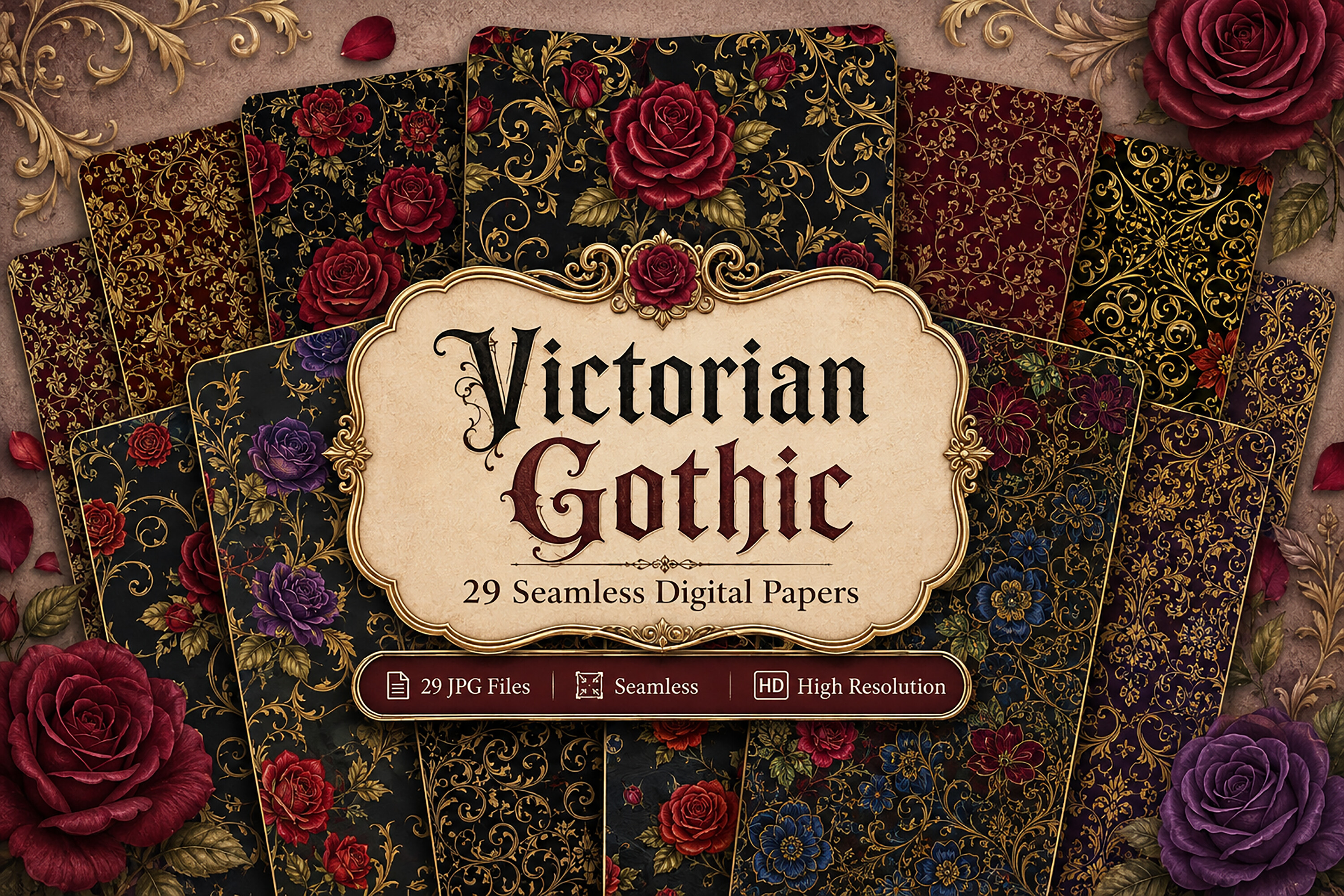 Victorian Gothic Seamless Pattern