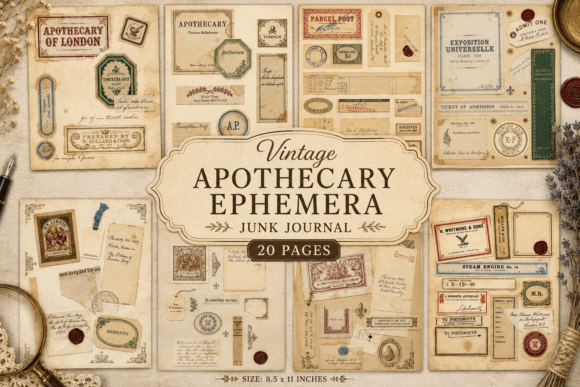 Vintage Apothecary Ephemera Junk Journal