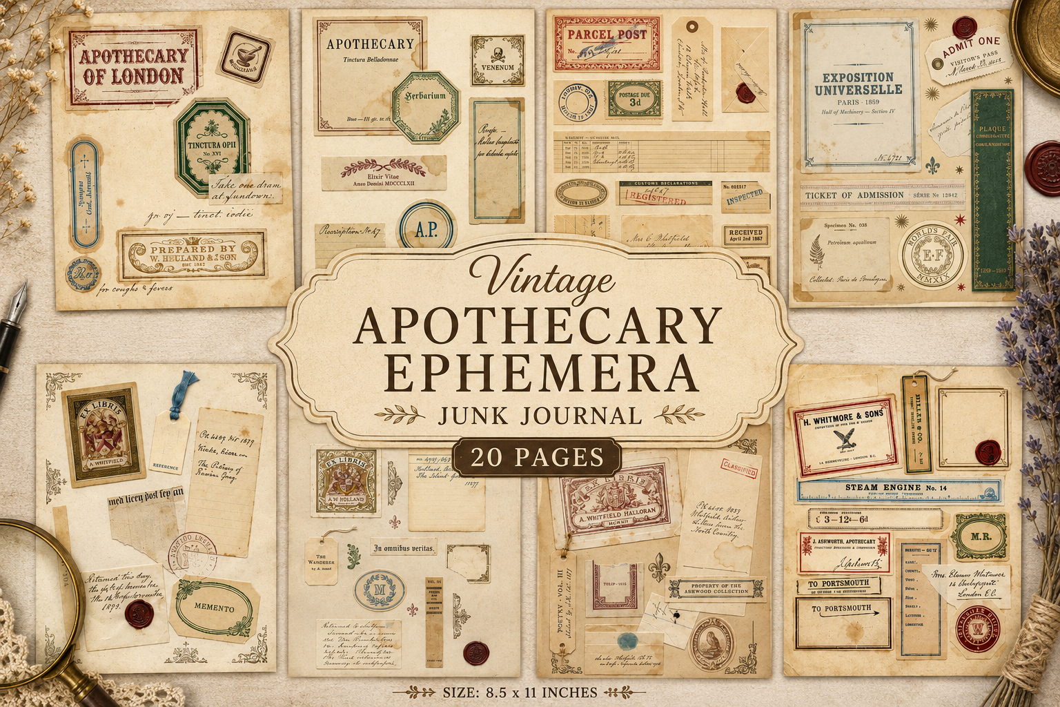 Vintage Apothecary Ephemera Junk Journal