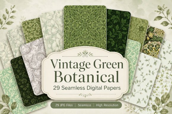 Vintage Green Botanical Seamless
