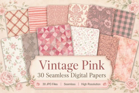 Vintage Pink Seamless Pattern Papers