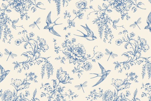 Vintage Toile De Jouy Seamless Pattern