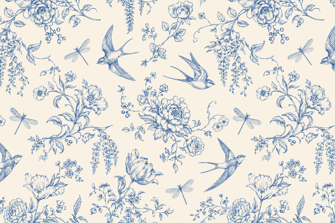 Vintage Toile De Jouy Seamless Pattern