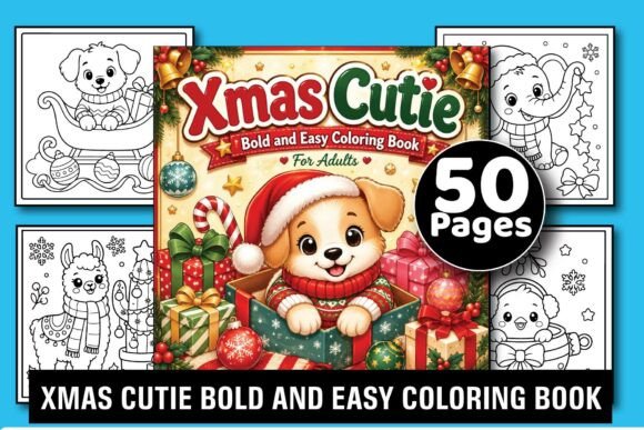 Xmas Cutie Bold Easy Coloring Book