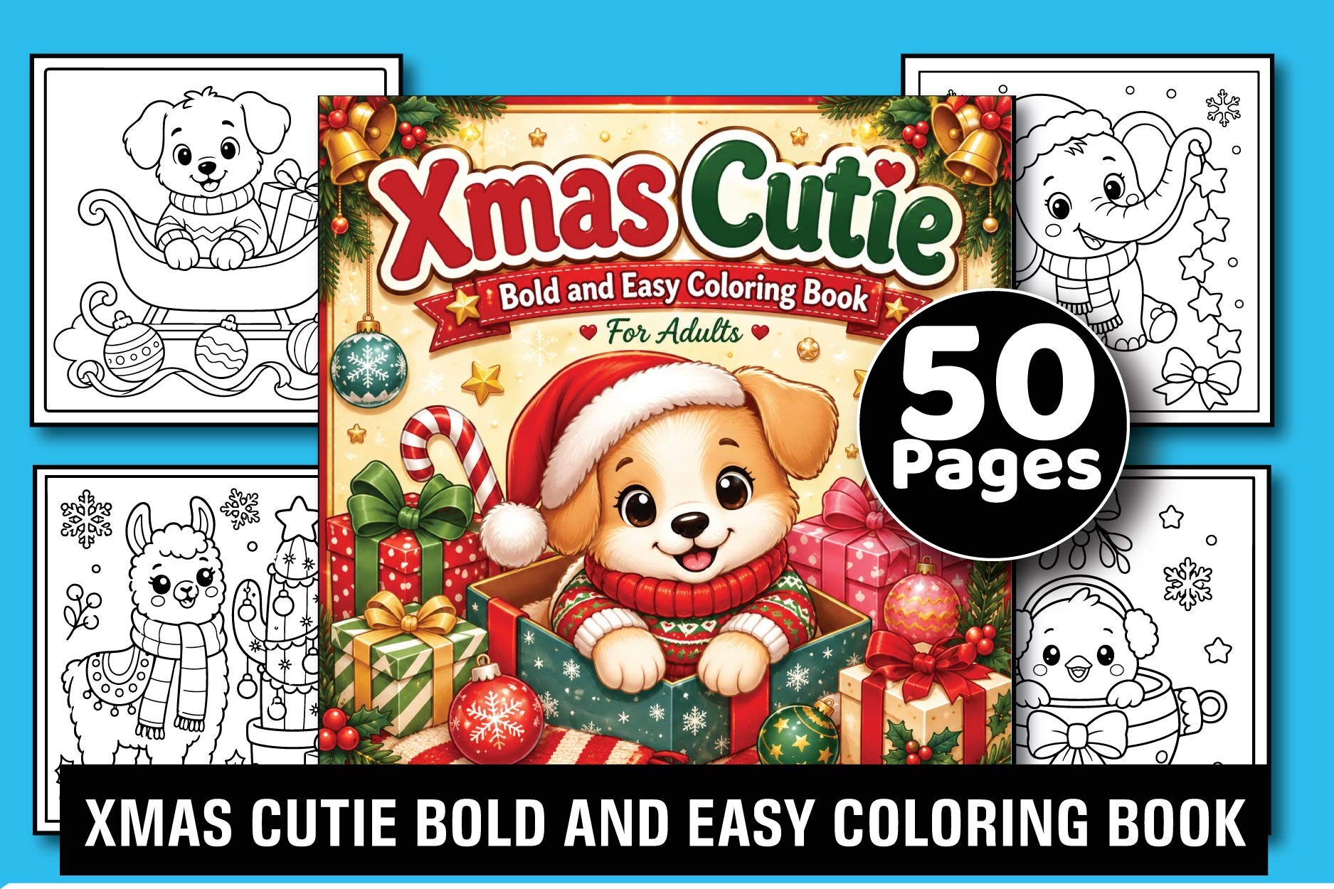 Xmas Cutie Bold Easy Coloring Book