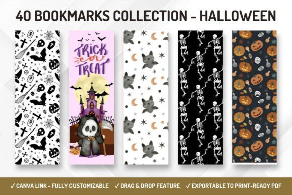 40 Halloween Printable Bookmark Graphics