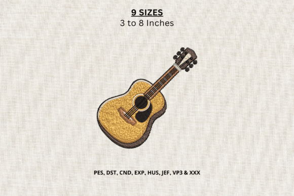 Acoustic Guitar Machine Embroidery DST