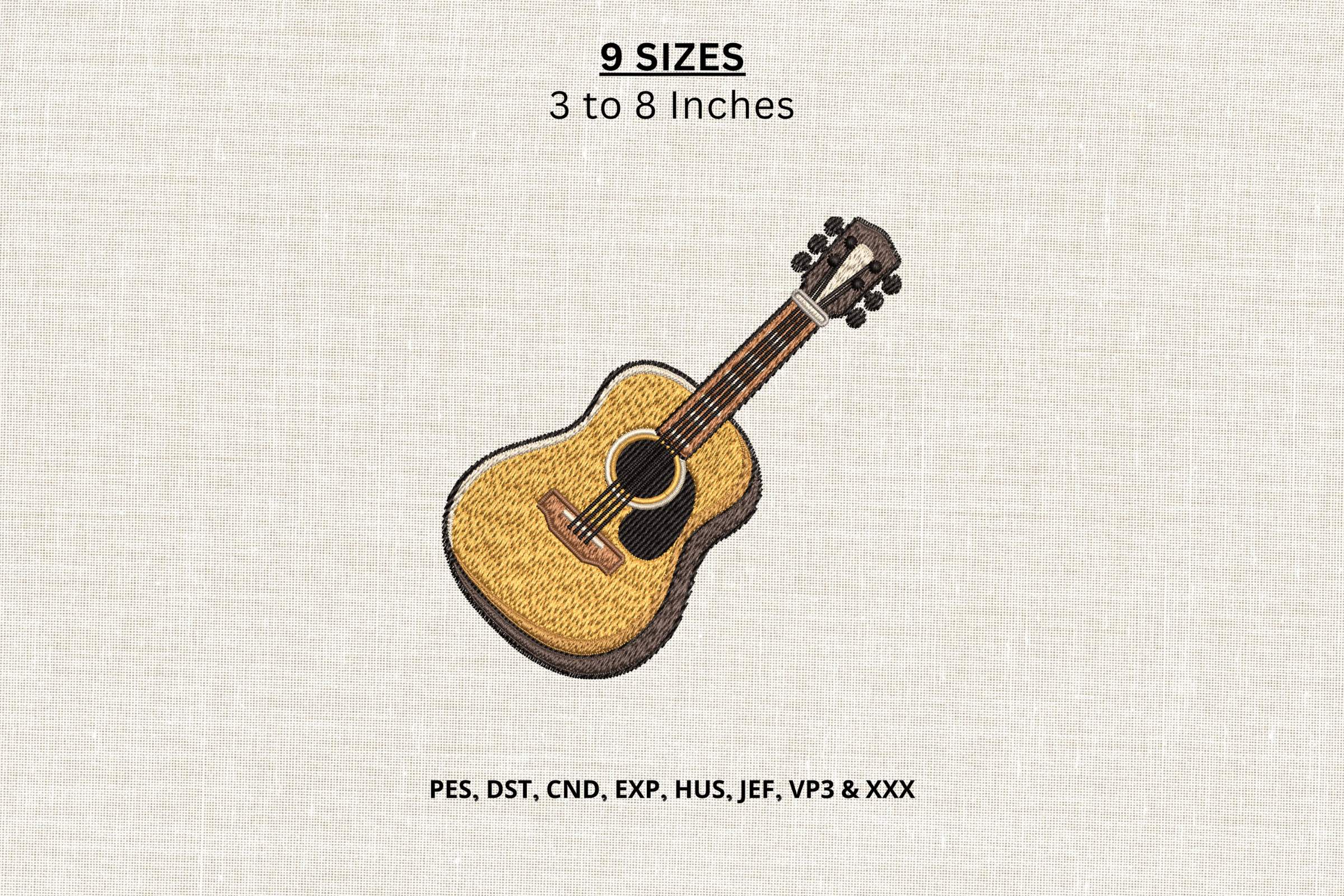 Acoustic Guitar Machine Embroidery DST