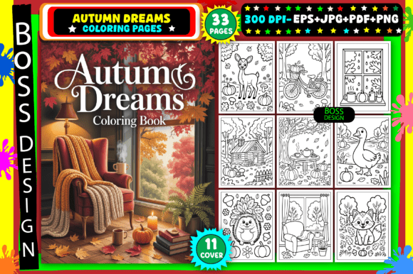 Autumn Dreams Coloring Pages for Adults