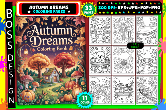 Autumn Dreams Coloring Pages for Adults