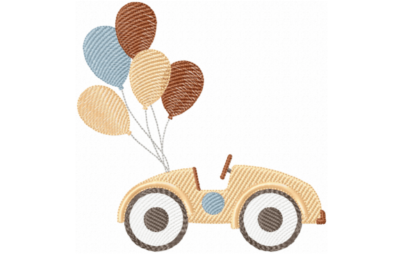 Balloon Car Embroidery Design- Cute Baby