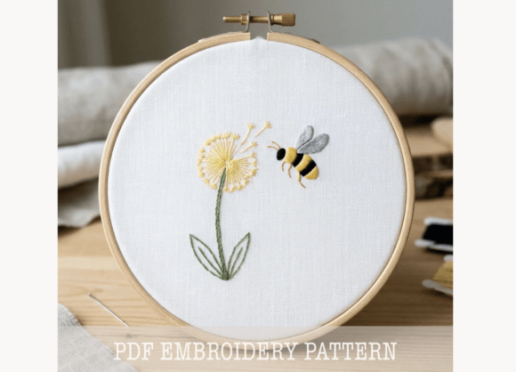 Bee Dandelion Hand Embroidery PDF