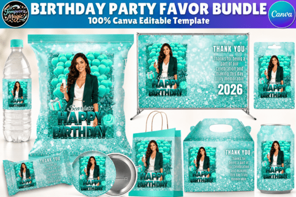 Birthday Party Favor Canva Template