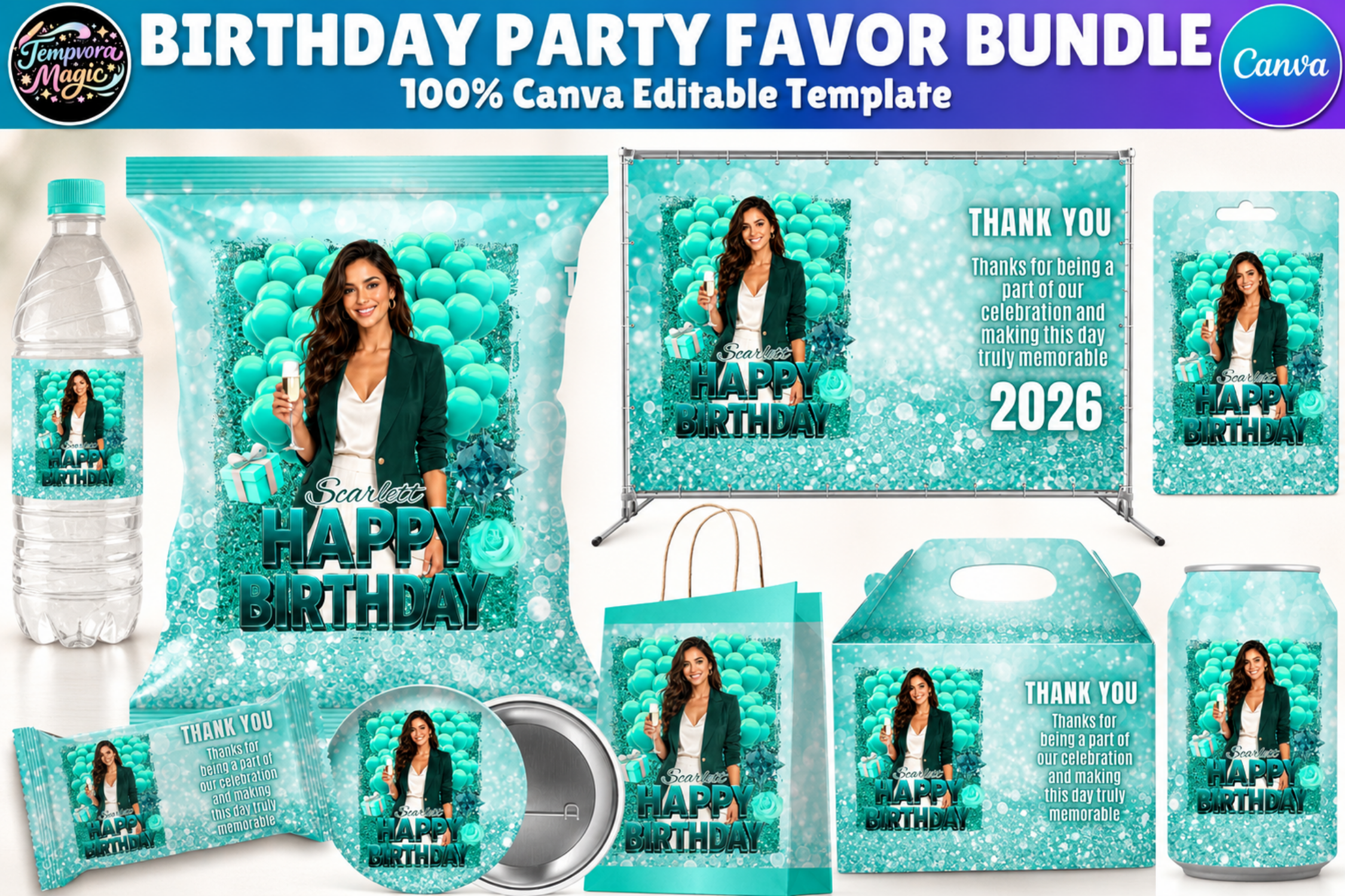 Birthday Party Favor Canva Template