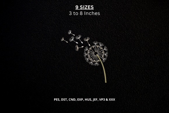 Blowing Dandelion Flower PES DST Pattern