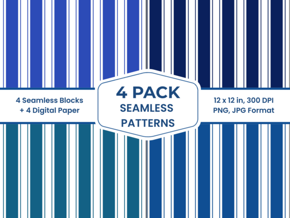 Blue Double Stripe Seamless Pattern