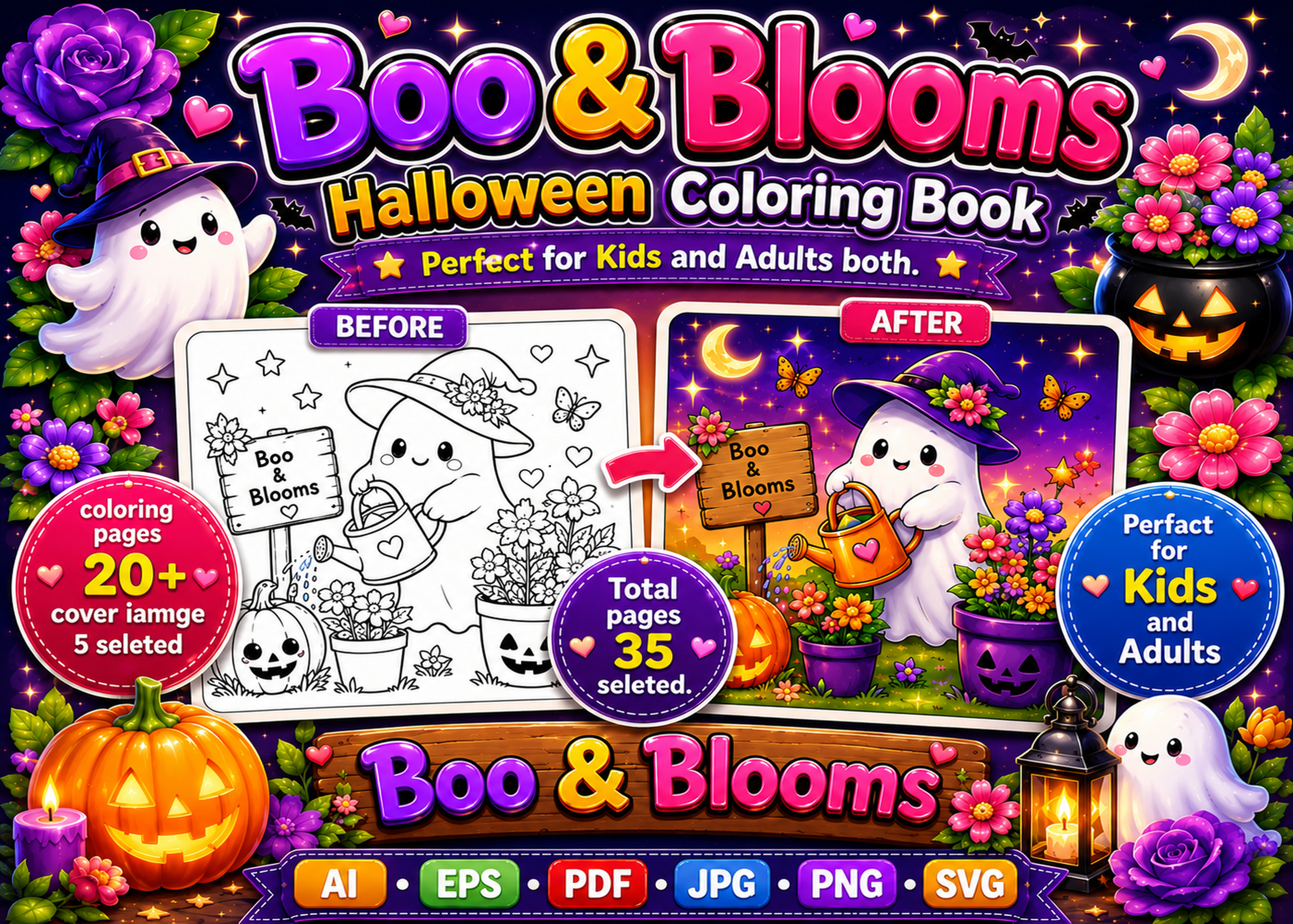 Boo & Blooms Halloween Coloring Book