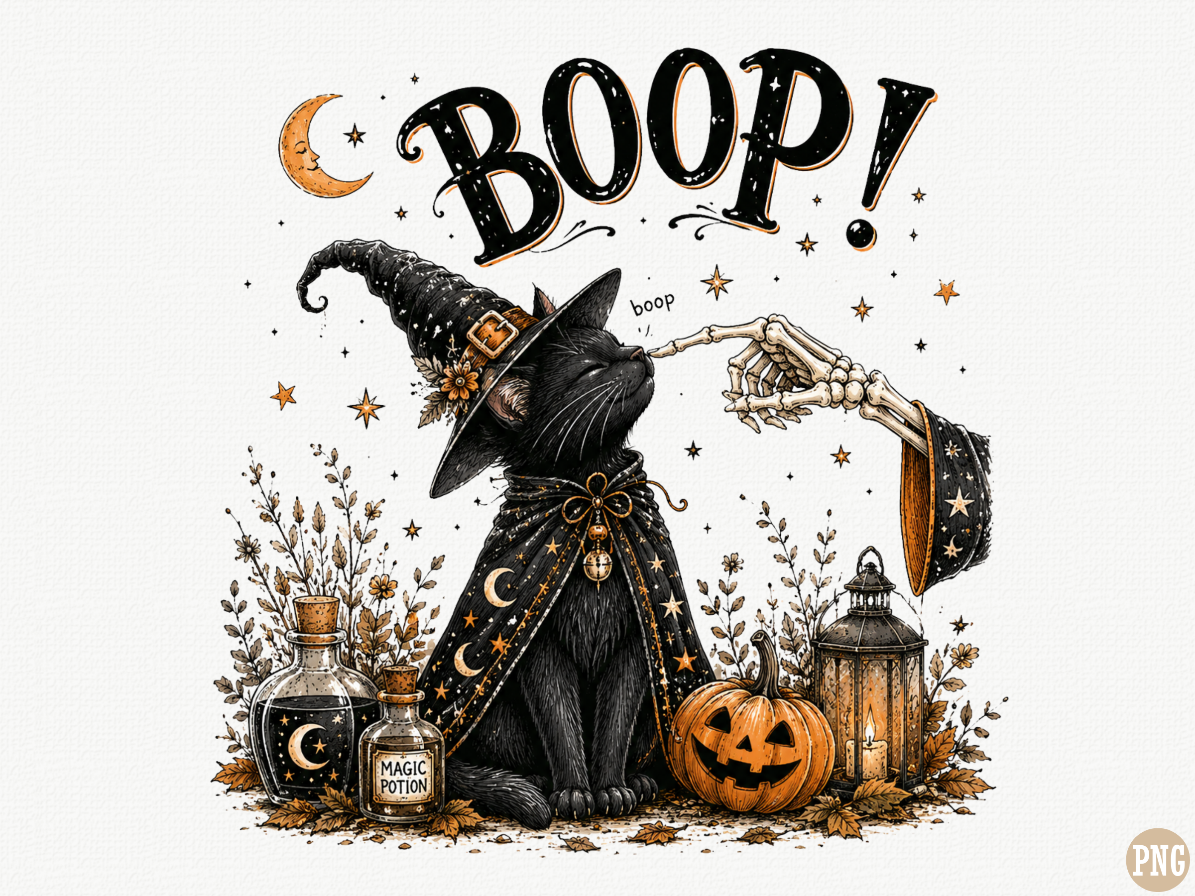 Boop Black Cat Witch Halloween PNG