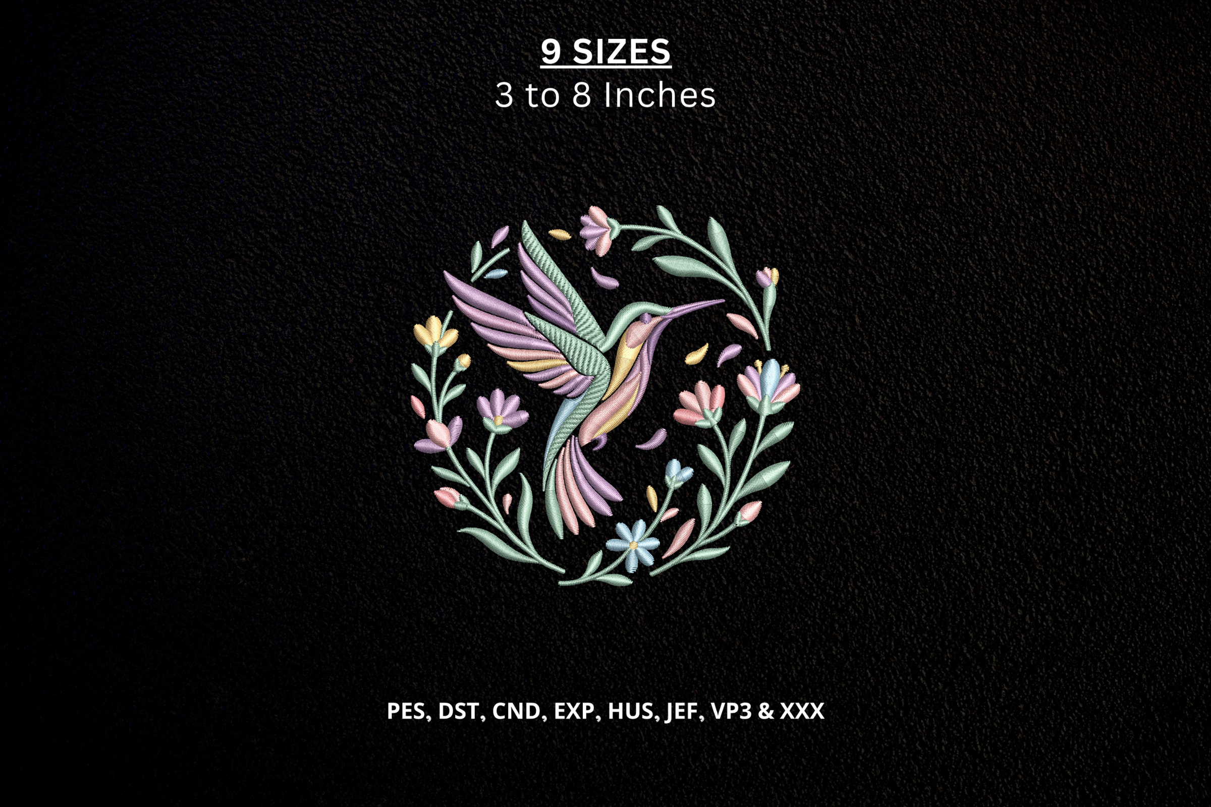 Botanical Bird Flowers PES DST Pattern