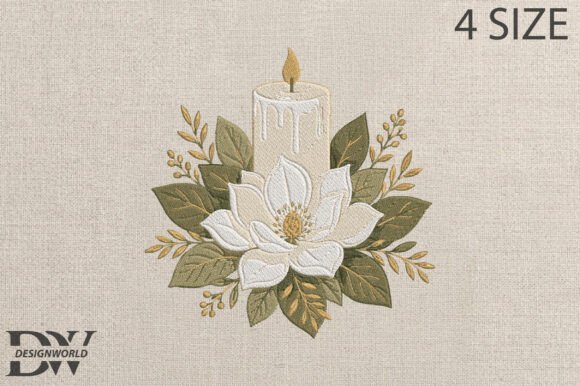 Candle Magnolia Embroidery Design