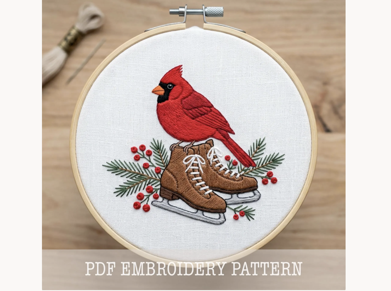Cardinal Ice Skate Hand Embroidery PDF