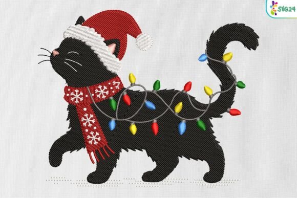 Cat with Scarf and Lights