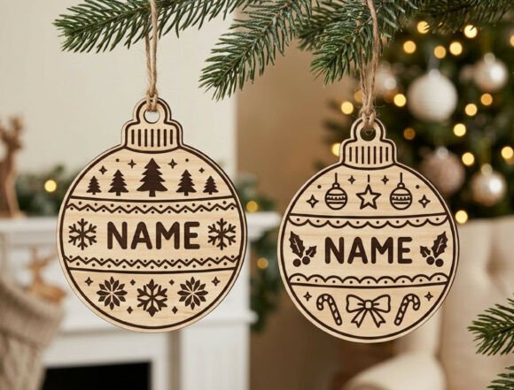 Christmas Bauble Ornament Set Custom laser cut file