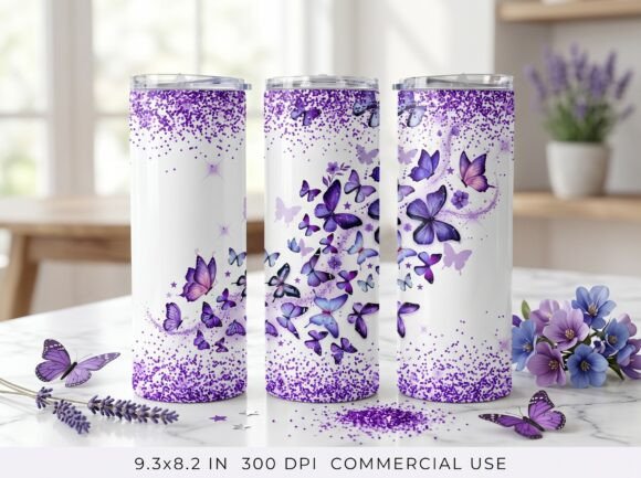 Christmas Butterfly 20oz Tumbler Wrap