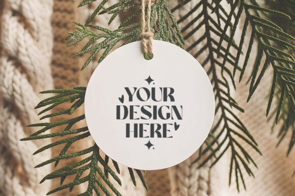 Christmas Gift Sticker Round Mockup
