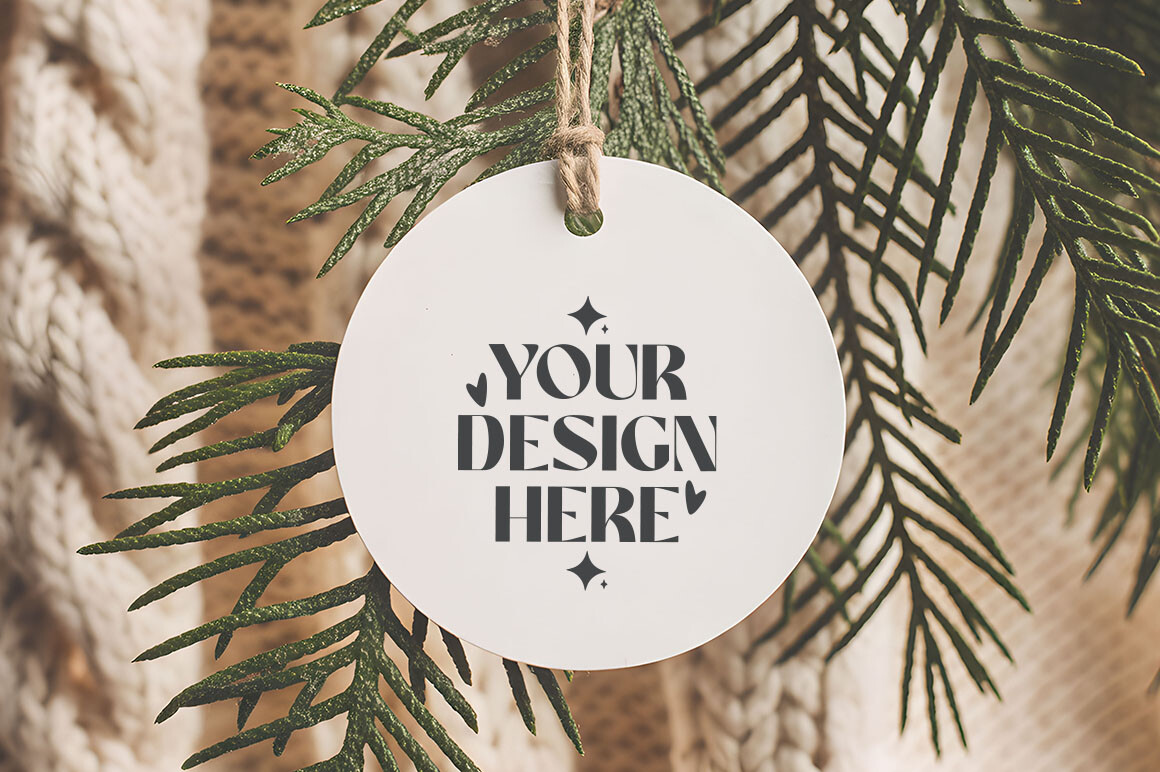 Christmas Gift Sticker Round Mockup