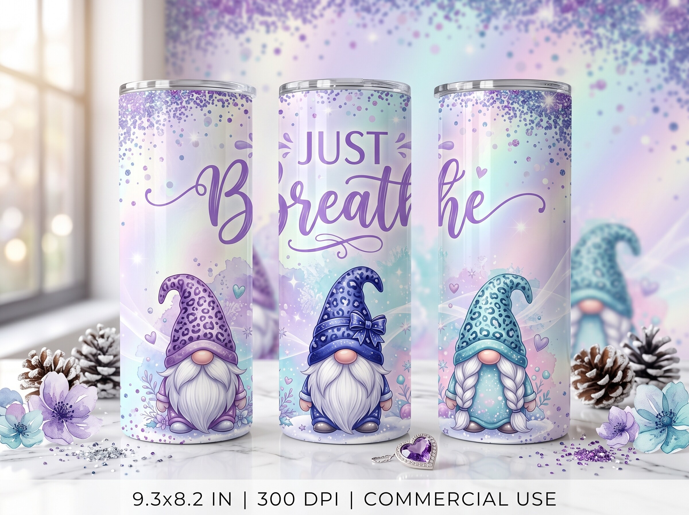 Christmas Gnome Tumbler Wrap PNG Design
